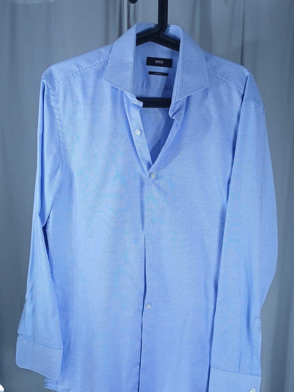 BOSS Men's Sky Blue Dress Shirt with Spread Collar